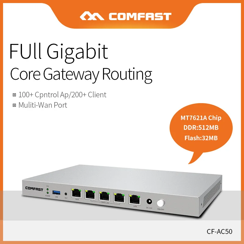 

Comfast Full Gigabit Core Gateway Router Multi-Wan Port AC Controller Load Balancing Behavior Management Support Usb3.0 CF-AC50