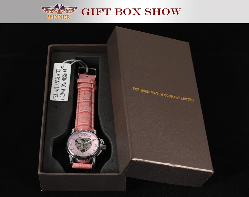 Moda vencedor marca rosa bonito automático relógio