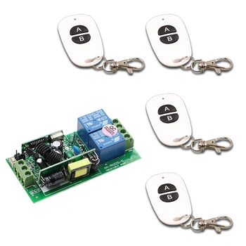 

Newest AC 85-250 V 10A 2 CH RF Wireless Remote Control 1* Receiver +4* Transmitters 2 Keys White and Black for Samrt Home
