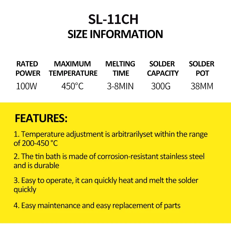 SL-11CH 100 Вт 38mm300g Емкость 100 мм Цифровой термостат свинцовый горшок из титанового сплава пайки 110 В 220 В