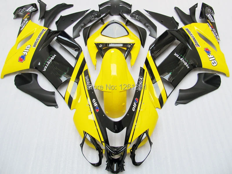 Freecustom yellow BLK fairing kit FOR NINJA ZX 6R 636 07 08 ZX 6R 07 08