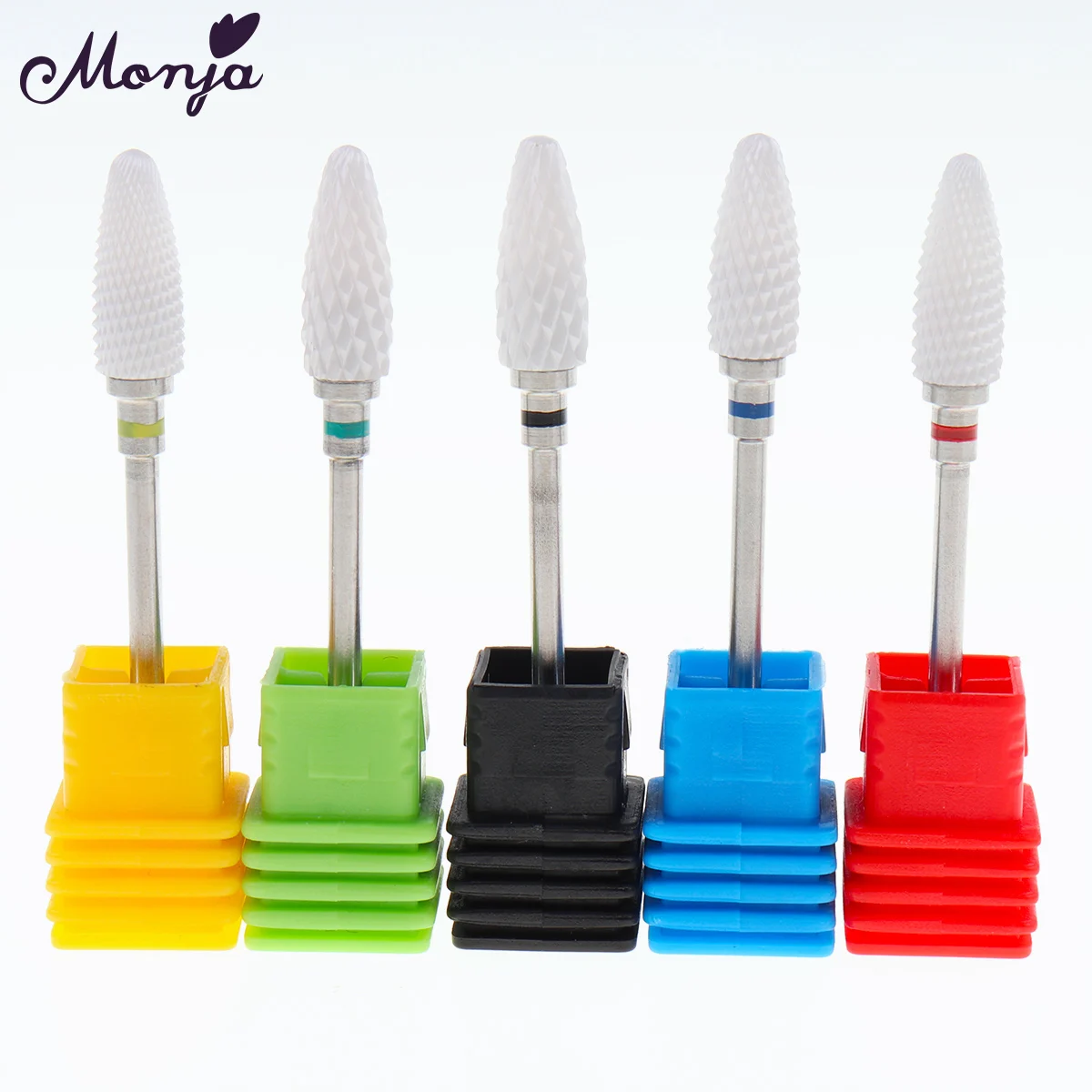 Monja 5 Styles Nail Art Ceramic Milling Drill Bit Rotary Electric Machine Nail Polishing Grinding Cutters Manicure Tools