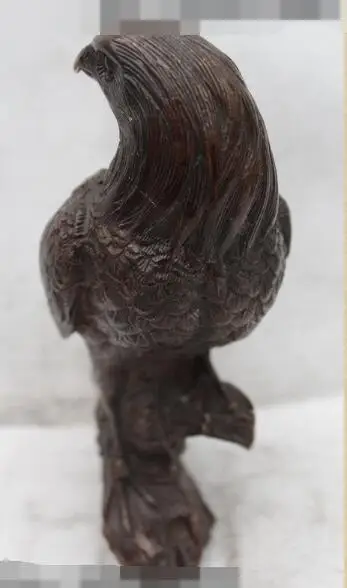 

S02974 9" Ferocious Chinese Bronze Lifelike Arabia Hawk Eagle Bird Figures Statue (B0413)