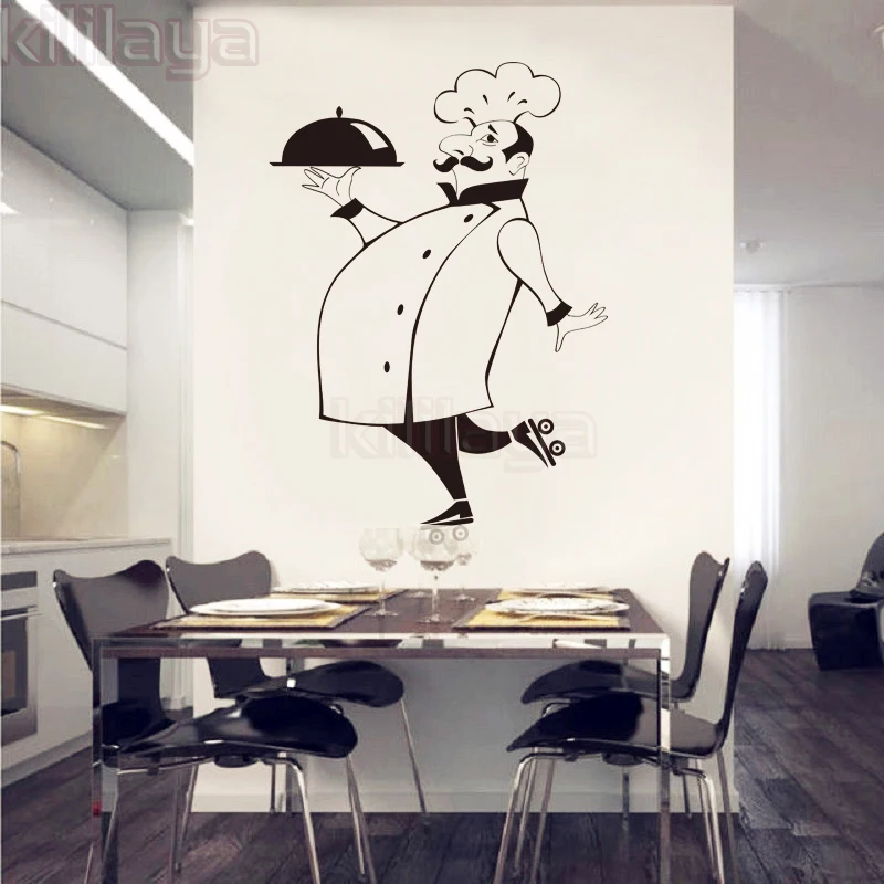 Funny Chef Wall Stickers for Kitchen Tile Glass Walls ...