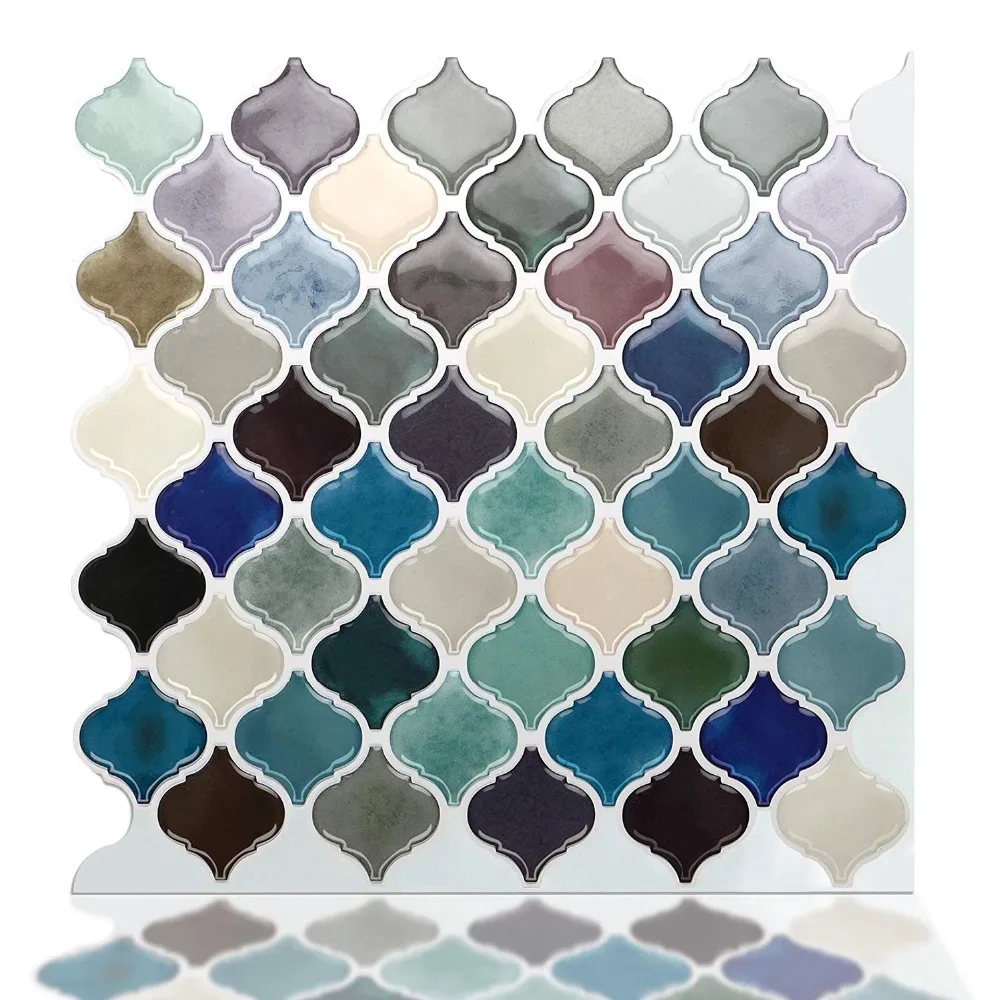 Vividtiles Mosaic tile wall peel and stick adhesive stickers DIY kitchen bathroom wall sticker 3D vinyl-(1-sheet)