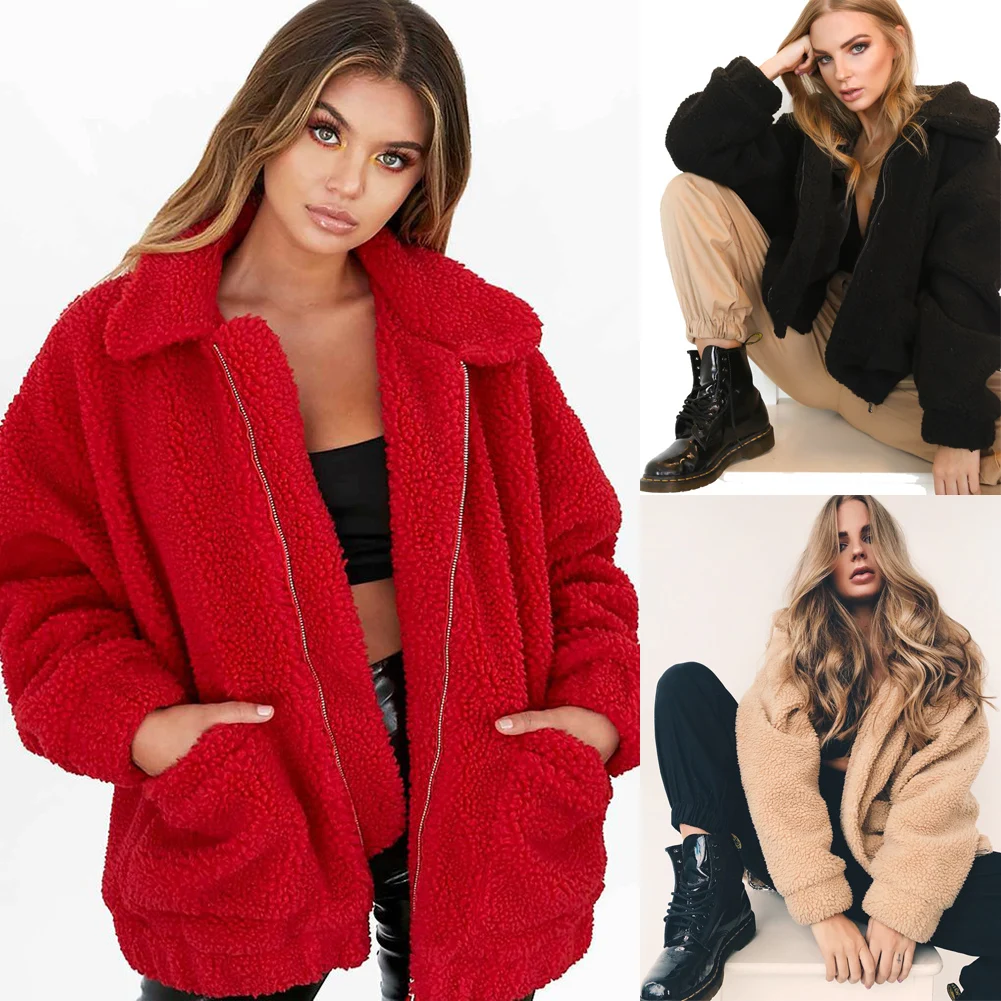 Новое зимнее шерстяное пальто размера плюс, женское теплое пальто, зимнее плотное пальто-кардиган, женская верхняя одежда, повседневное свободное мягкое теплое пальто