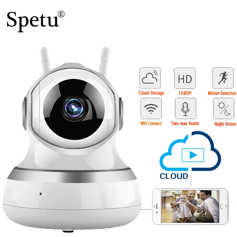 

Spetu HD 960P/1080P IP Camera Audio Record 2.0MP P2P Cloud/TF Card Storage Baby Monitor WIFI CCTV Home Security Surveillance Cam
