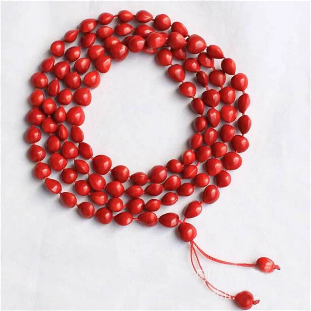 

Exquisite Natural Red Beans Blood Red Beads Bracelet 108 Mala Acacia Bean Lovers Lucky Jewelry Fashion Women Jewelry Wholesale