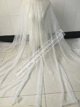 

BZL-9545 Embroidery African Nigerian Guipure Lace Fabric with glued glitter Nigerian Guipure Lace Fabric