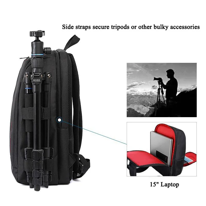 Цифровой рюкзак для однообъективной зеркальной камеры w/15," Сумка для ноутбука и камеры с дождевик для Nikon Canon EOS T7i SL1 SL2 T6i T6s T6 Pentax K70 K50