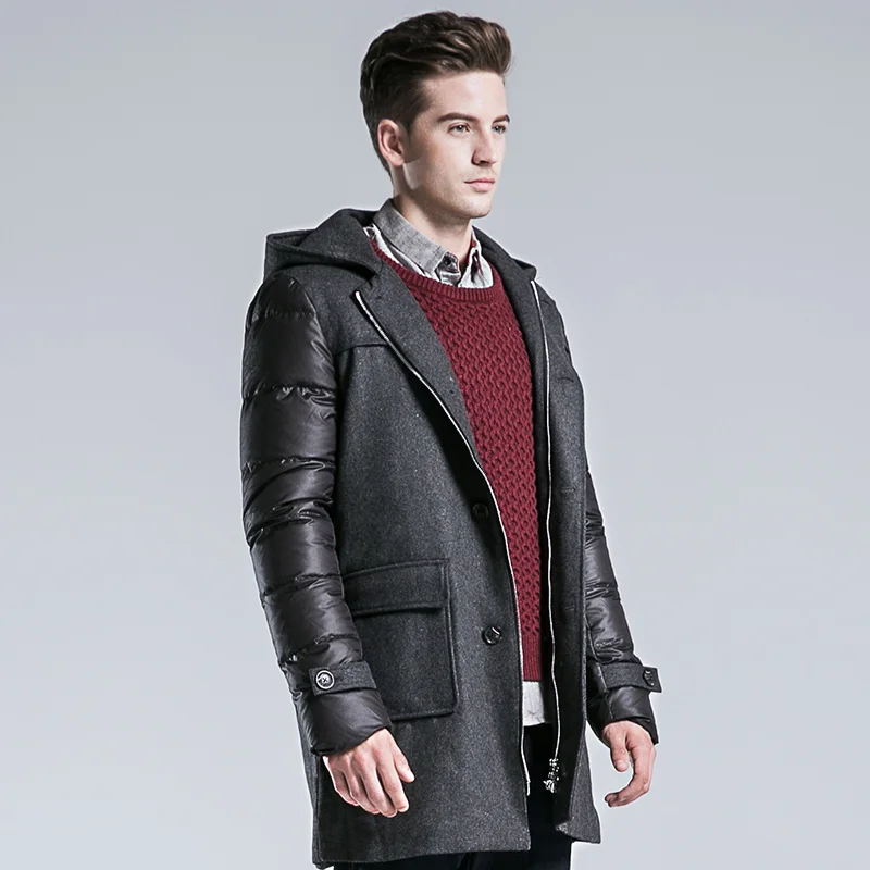 Markless, толстые длинные пуховики, Мужская брендовая одежда, повседневные шерстяные стеганые пуховики с капюшоном, мужское модное зимнее пальто YRA7321M