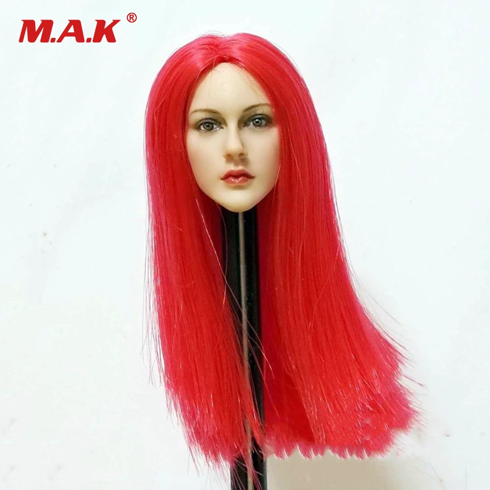 1/6 Scale Scale Female Red Long Hair Head Sculpt Headplay Head Carving Model Female For 12 PH 1/6 Action Figure Accessories