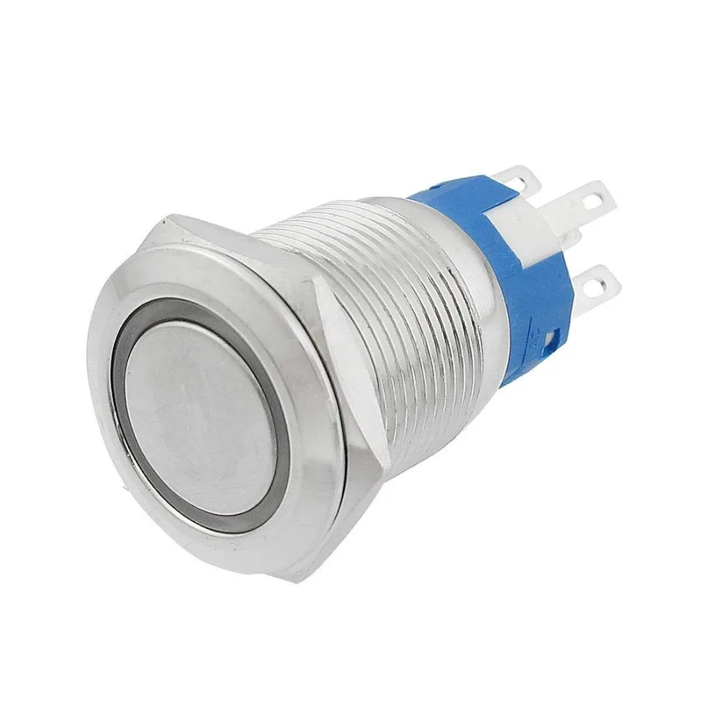 AC/DC12V AC220V DC/AC 24V красный желтый зеленый и синий с подсветкой LED 19 мм из нержавеющей