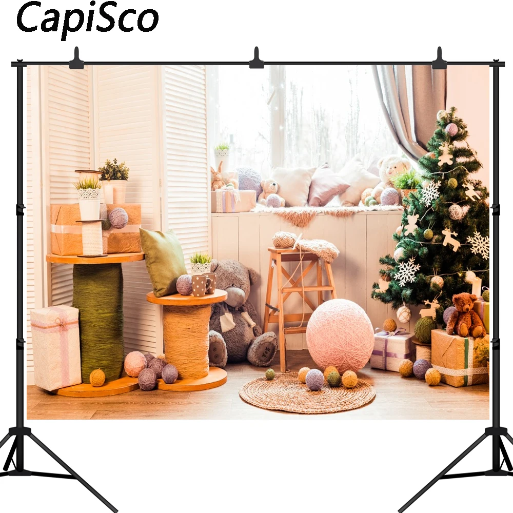 

Capisco Christmas Theme photography backgrounds Toy Bear Gift box Backdrops computer printing backdrops for photo studio