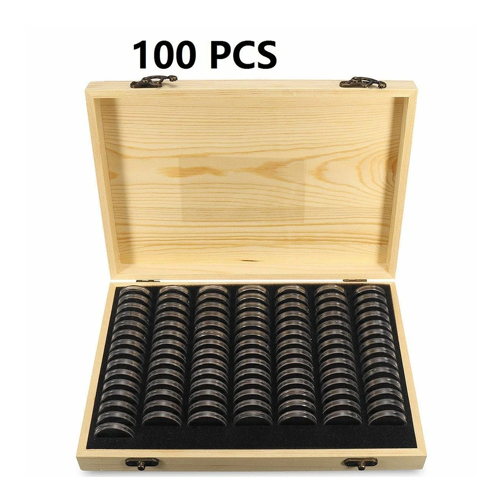 

Adjustable Antioxidative Collection Case Coin Storage Box Home Simple Commemorative Container Wooden Display Capsules Universal