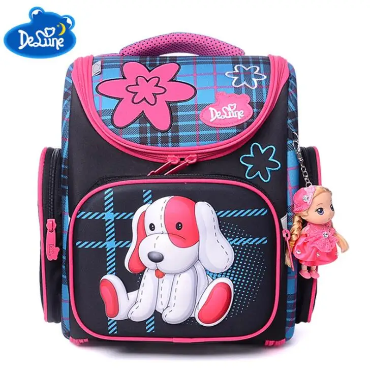 

Delune Brand Primary Grade 1-3 Kids 3D Cartoon School bag Children Orthopedic Ergonomic Design School Backpack Boys School Bags