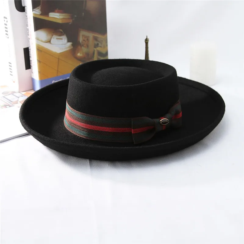 Шерсть, Высококачественная фетровая шляпа Porkpie для мужчин и женщин, винтажная фетровая шляпа, Классическая Кепка с широкими полями, джазовая Кепка, для формальной вечеринки