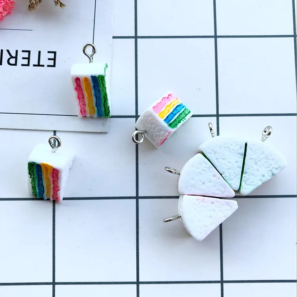 Плоские пластмассовые радужные треугольные серьги амулеты ожерелье из смолы кулон подвески на брелки для ключей для Рождества DIY украшения