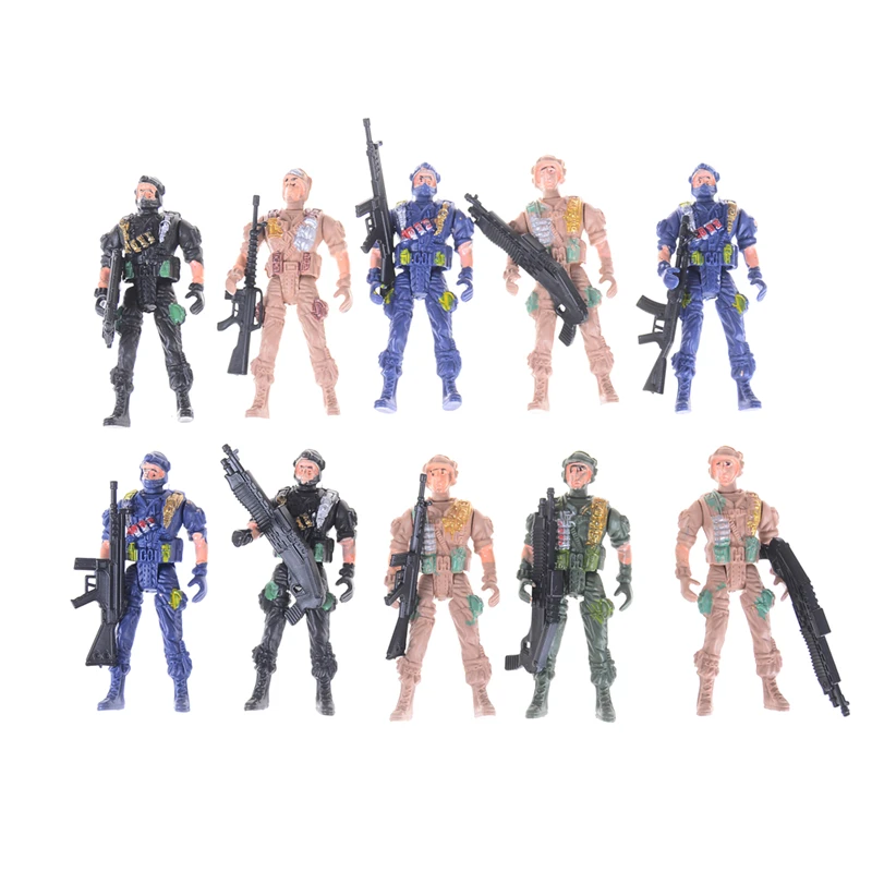 

2Pcs/lot 9cm Military Playset Special Force Action Figures Soldier Men Playset Kit Model Toy For Kids Boys Gift