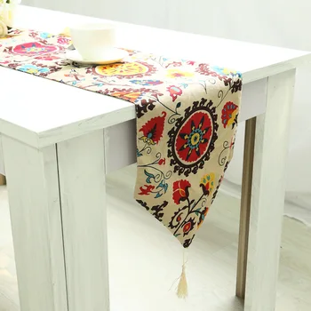 

WLIARLEO Bohemian Table Runner With Tassel Printed table runners Home,Banquet Table Runner Tables Decoration Placemat tafelloper