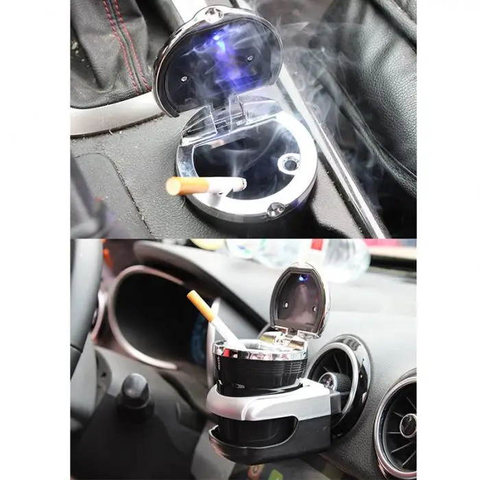 Путешествия Портативный авто светодиодный свет сигареты пепельница Бездымная цилиндр держатель TD326