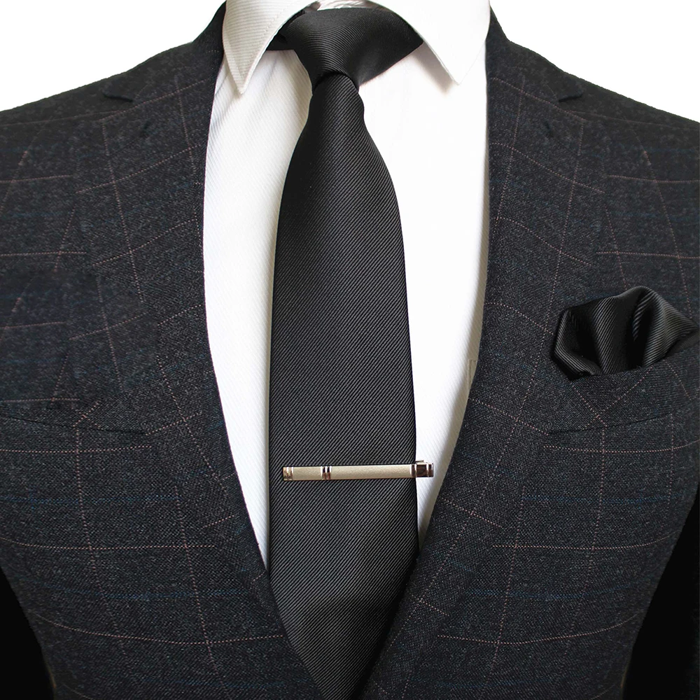 

KAMBERFT Classic Solid Color Formal Necktie and Pocket Square handkerchief Tie Clip Sets ties for men Business Wedding Gravatas