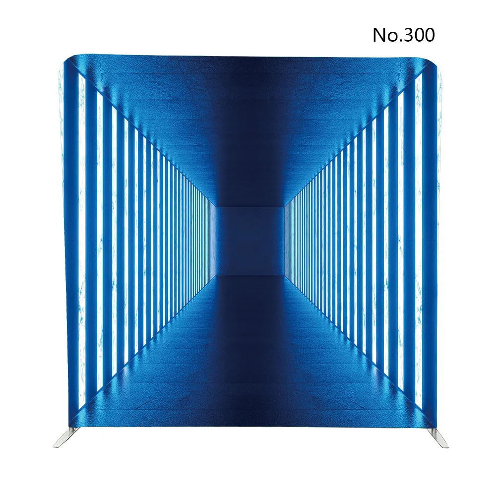 8ft 3D синий интерьер комнаты с голубыми неоновые лампы для двусторонняя печать на наволочка для ткани фон