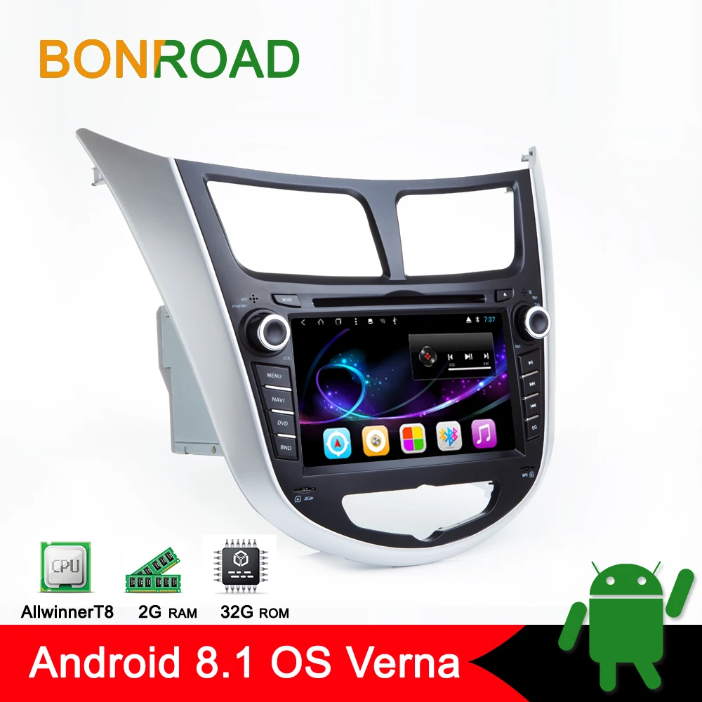 

Bonroad Android 8.1 Car Multimedia Player Car DVD For Hyundai Solaris Verna Accent 2010-2016 Car GPS Radio Video Navigation