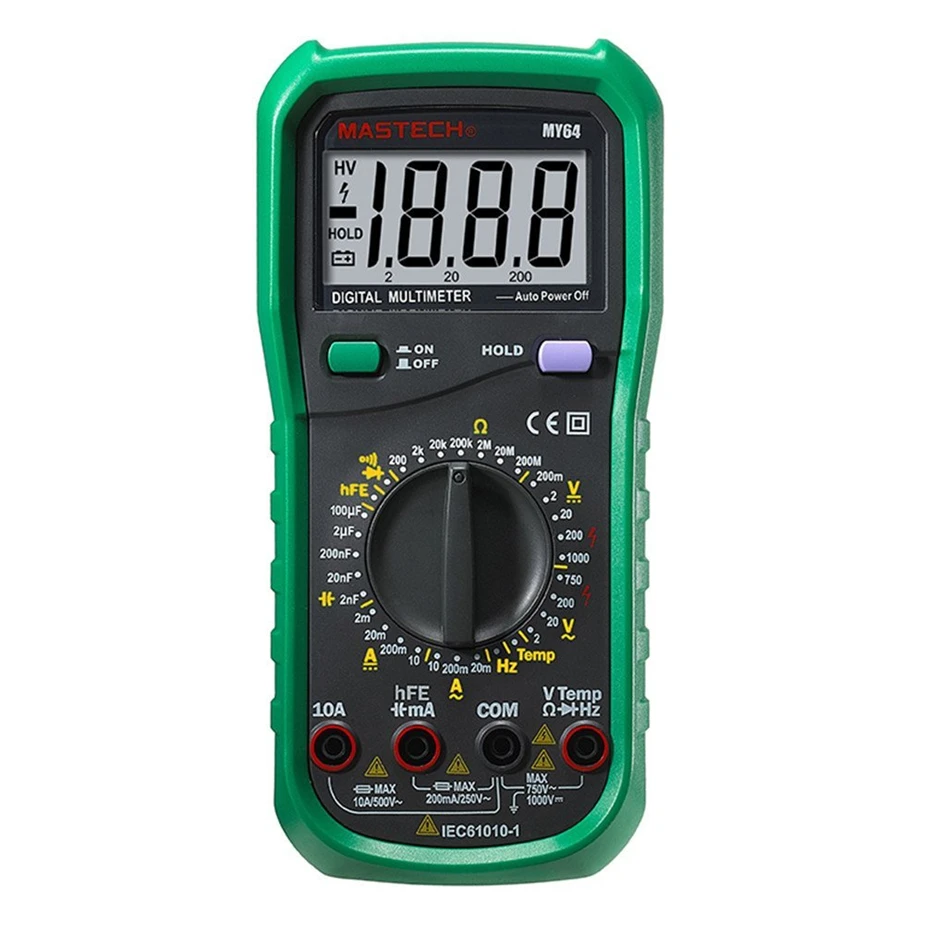 

MASTECH MY64 Digital Multimeter Capacitance Temperature Meterw/ hFE Test