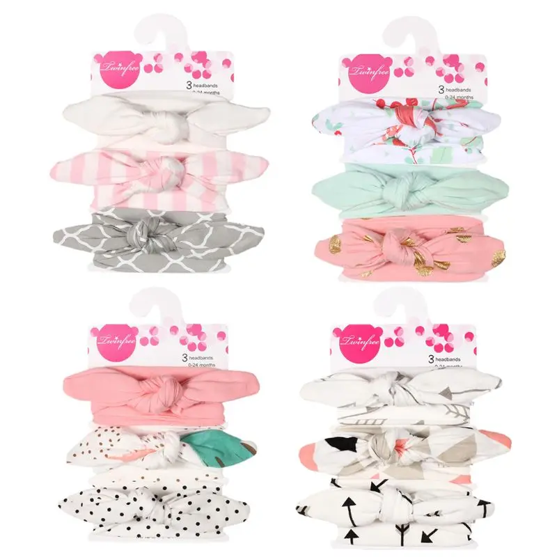 

New 3PCS/Lot Fashion Baby Girls Bow Cotton Headbands Cute Children Hair Bands Headwear Hairbands Bandanas Kids Hair Accessories