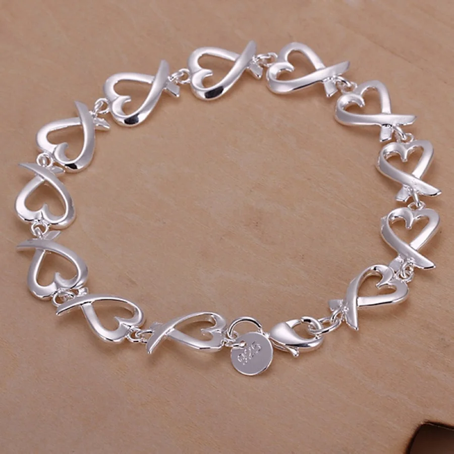 

For women wedding lady cute noble pretty Silver color Jewelry fashion Bracelets nice chain link free shipping hot gifts H177