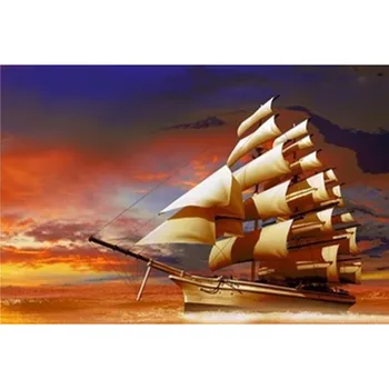 

Full Drill 3D DIY Diamond Painting Boats Colorful Picture of Crystals Rhinestone Mosaic Needlework Diamond Embroidery Sail Boat