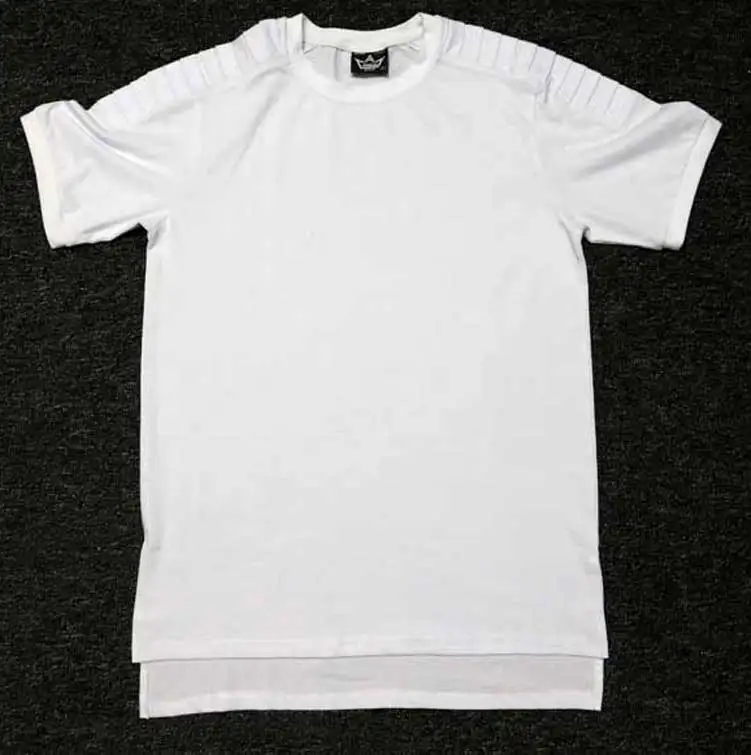 Хип-Хоп Футболка плиссированные рукава байкер футболка Tyga Kanye West короткий рукав топ, футболка, рубашка Для мужчин белый хаки черный Цвет - Цвет: Белый