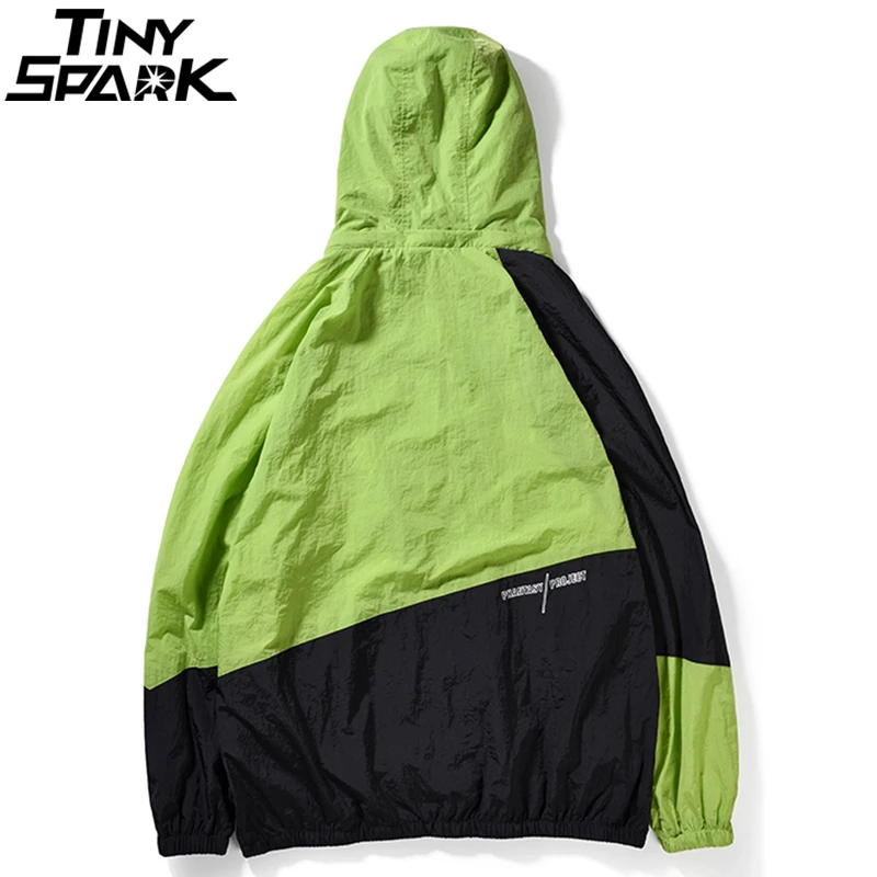 Hip Hop Hoodie Jacket Windbreaker Men Streetwear Harajuku Retro Color Block Jacket Coat Thin Track Jackets Oversized 2018 Autumn