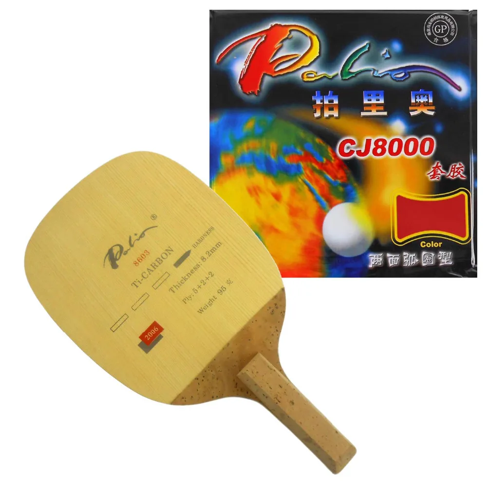 Про настольный теннис/пинг-понг Combo ракетки: Palio 8603 лезвие с Палио CJ8000 (2-боковые петли Тип) резиновая Japense Penhold JS