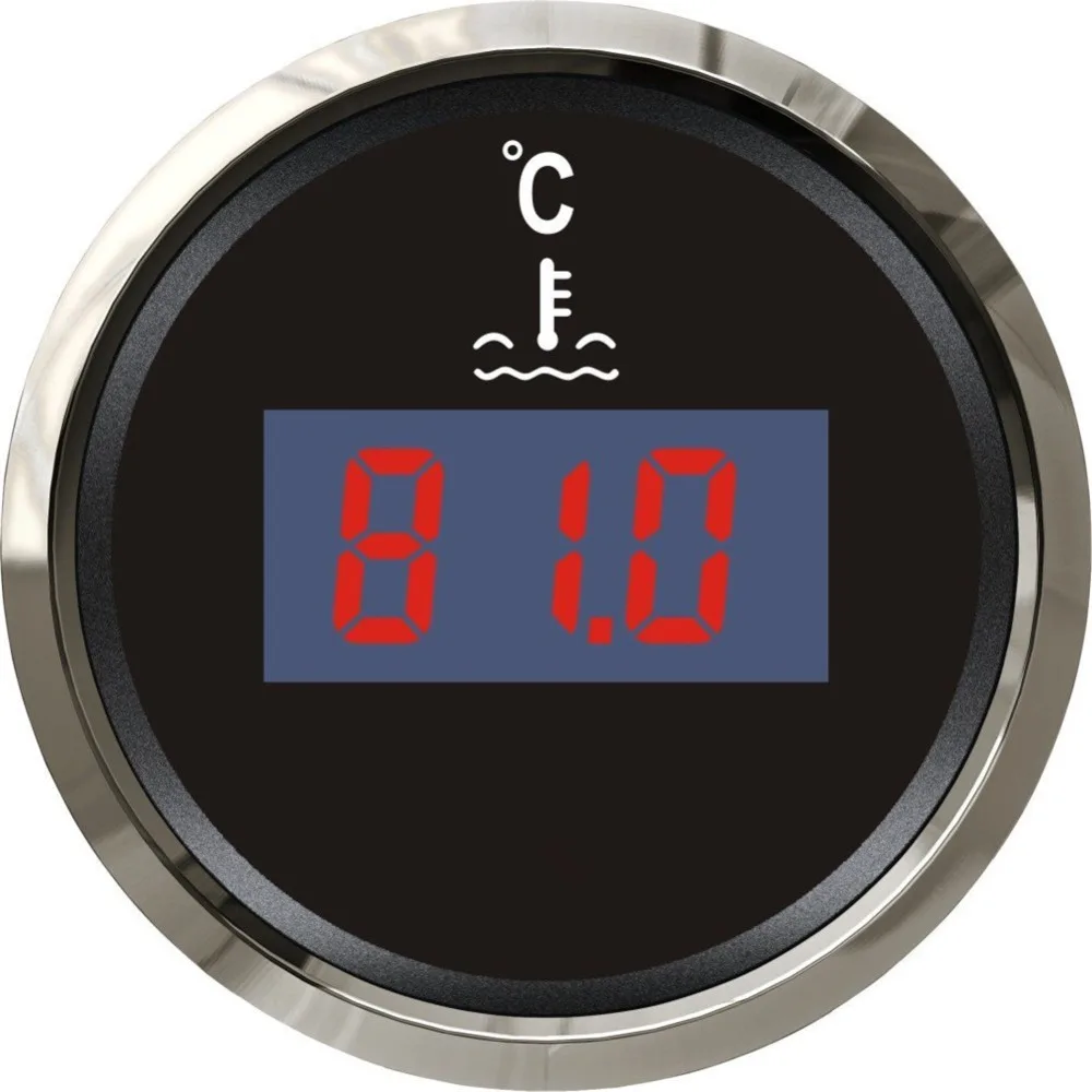 

1pc digital water thermometer 52mm water temperature gauge 12v/24v fit for boat automobile with sensor black color