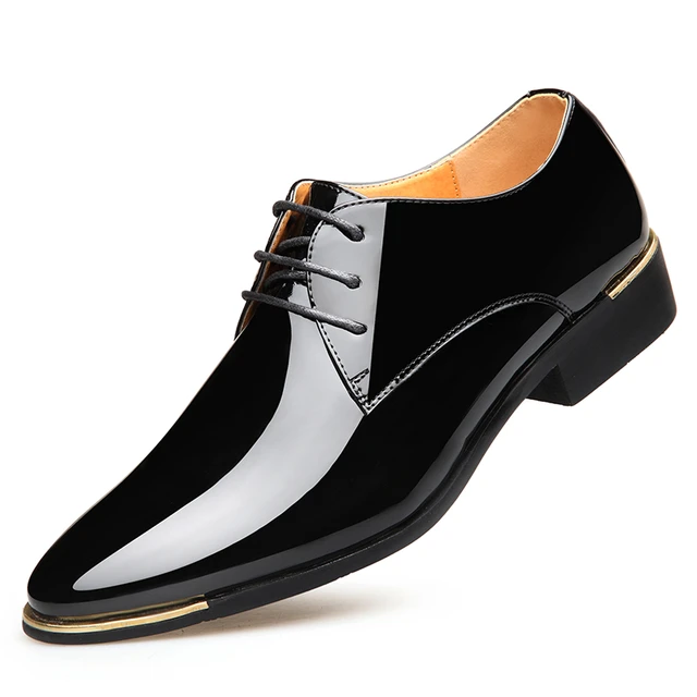 Men's Patent Leather Fashion Trend Pointed Toe Business Office Wedding  Rubber Casual With Tuxedo Shoes New Summer zapatos hombre - AliExpress