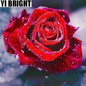 

Diamond Painting Floral Needlework Full Diamond "Romantic Red Rose" Embroidery Cube Drill Decorate Rhinestones Mosaic Gifts GT