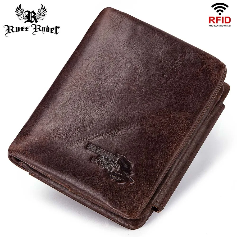 

RUFF RYDER Genuine Leather Trifold Card Holder Vintage Men's Wallet Male Coin Purse High Qulity Portomonee PORTFOLIO Money Bag