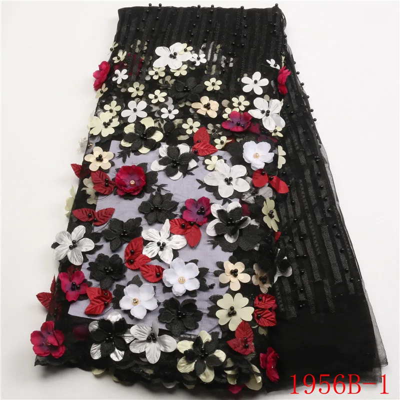 

Hot Sale Nigerian Beautiful 3D Flowers Tulle Lace Fabric Africa Plenty Beads Tulle Lace Fabric Fernch Tulle Lace Fabric QF1956B