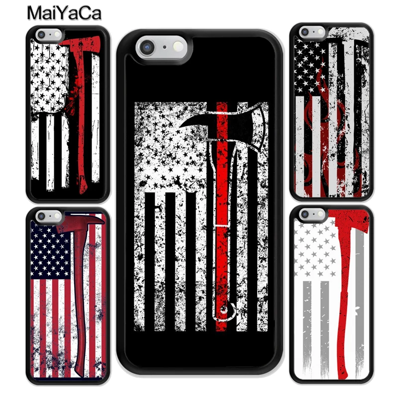 MaiYaCa Patriotic Firefighter Thin Red Line Flag Fireman Axe Phone Case