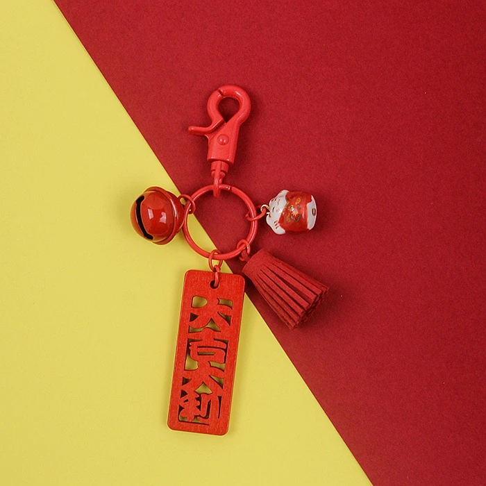 Bell omamori кот удачи деревянная подвеска для богатства в сумке брелки на удачу