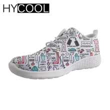 HYCOOL; спортивная обувь для плавания; женская обувь на плоской подошве с милым принтом медсестры и медведя; удобная Пляжная Обувь На Шнуровке; chaussures femme