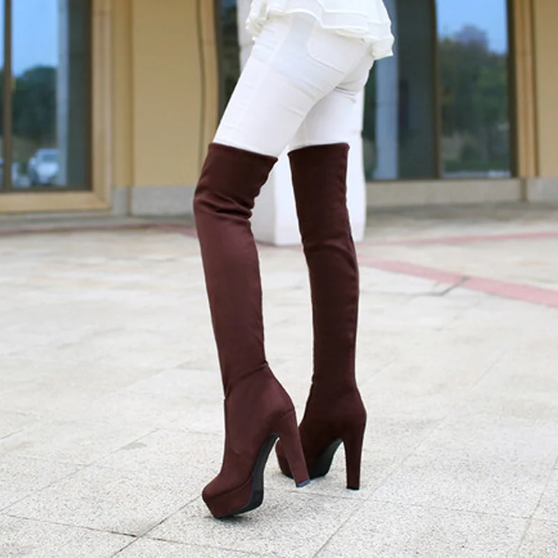 Maat 33 43 Hoge Hak Overknee Laarzen Vrouwen Platform Lange Laarzen  elastische Boot Hoge Hakken Merk Hakken Platform Schoenen Bota Femini  258|shoes medical|shoe liftshoe cushion - AliExpress