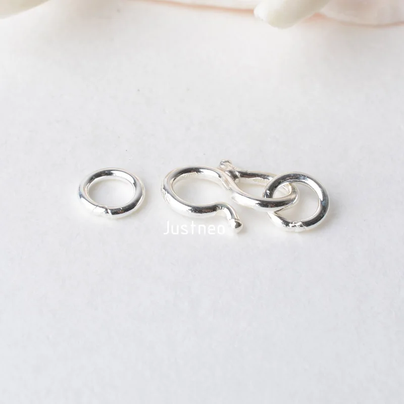 纯银s扣带双圈一边焊死 (2)