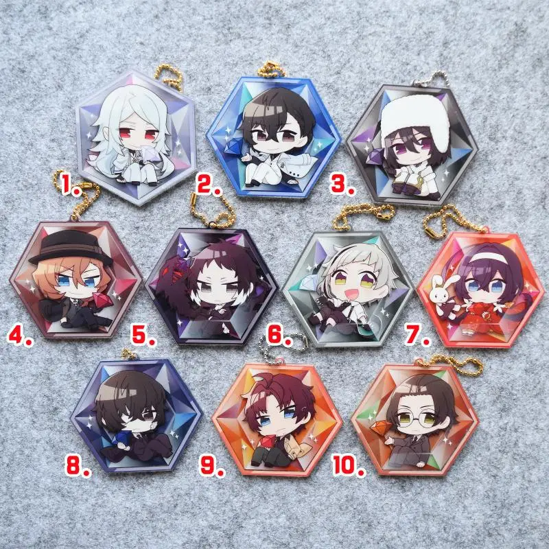 

Bungo Stray Dogs Dead Apple Hexagon Acrylic Keychain Keyring Strap Charm Dazai
