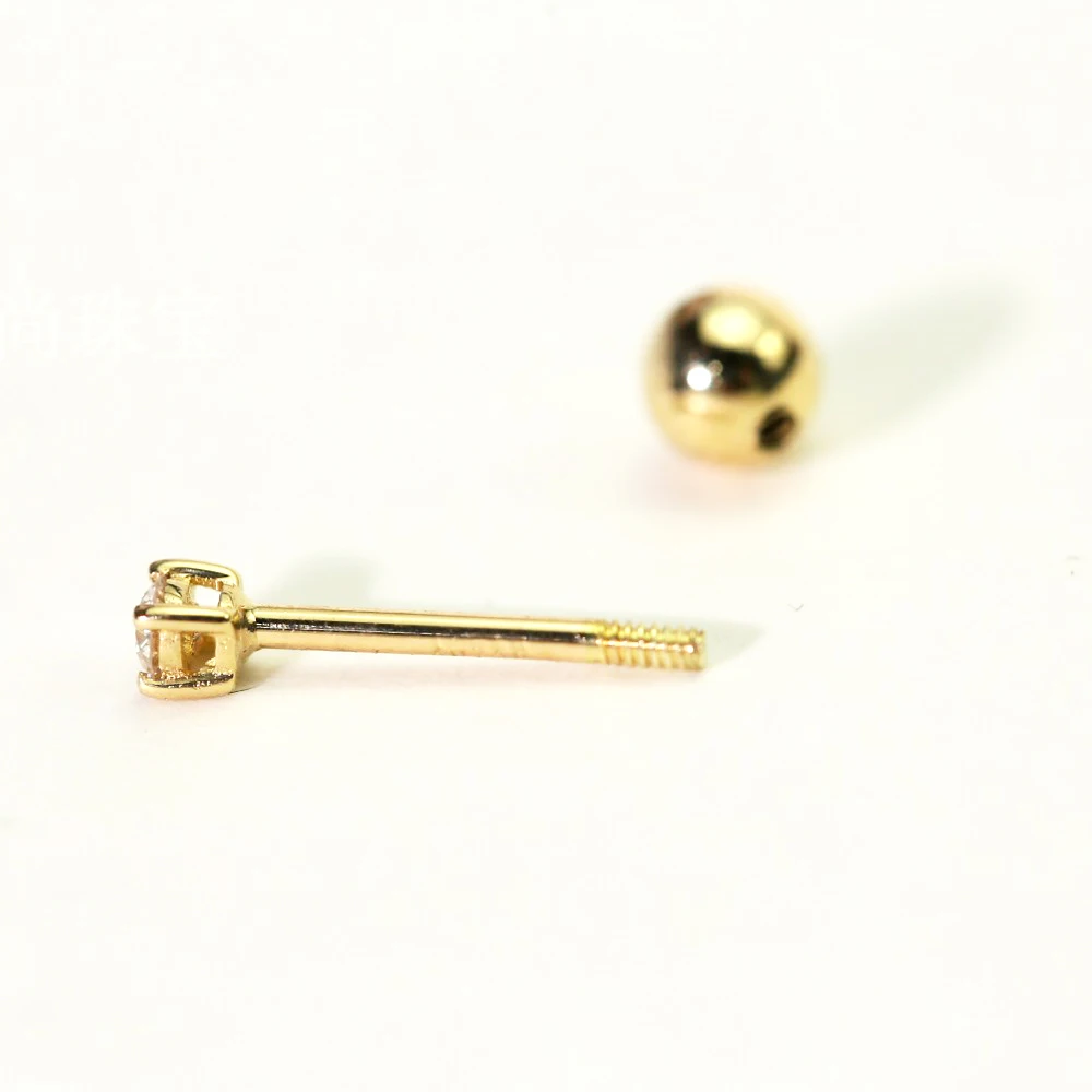 Новинка 0.06ct алмазные серьги с винтовой застежкой золотые 18K Роскошные ювелирные изделия для женщин маленькие бриллианты два цвета на выбор