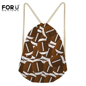 

FORUDESIGNS Casual Children Drawstring Bags Rugby Football Balls Pattern String Backpack Cinch Sack Daily Kid Beach Storage Bag