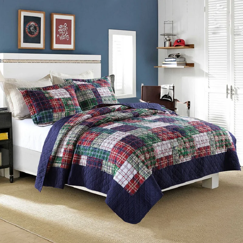 

CHAUSUB American Style QUILT Set 3PCS Washed Cotton Quilts Bed Sheets quilted Bedspread Bed Cover Pillowcase Coverlet set