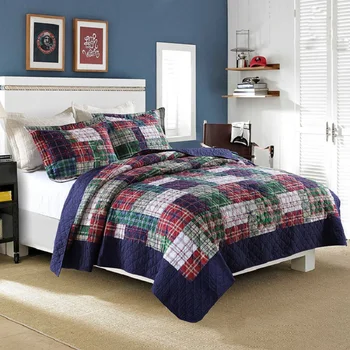 

CHAUSUB American Style Quilt Set 3PCS Washed Cotton Quilts Bed Sheets quilted Bedspread Bed Cover Pillowcase Coverlet set